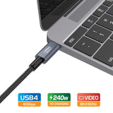 USB4 40Gbps USB-C to USB-C Cable - 5A 240W PD3.1, 8K@60Hz, 1.5M Nylon Braided - Side View