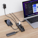 7-Port USB 3.0 Hub with Individual Power Switches and Dual USB-A/C Connectivity - 45-Degree Angle