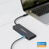 Simplecom CHT590 USB-C SuperSpeed 9-in-1 Multiport Docking Station HDMI 2.0 - Rear View