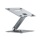 Simplecom CHT660 Adjustable Aluminium Laptop Stand with 6-Port USB-C Docking Station Dual 4K HDMI Display - Front View
