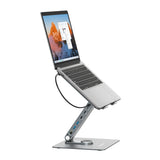 Simplecom CHT660 Adjustable Aluminium Laptop Stand with 6-Port USB-C Docking Station Dual 4K HDMI Display - Side View