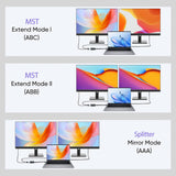 Simplecom CM214 DisplayPort Splitter 1 IN 2 OUT MST Hub for Dual Extended Screens 4K DP 1.4 - 45-Degree Angle