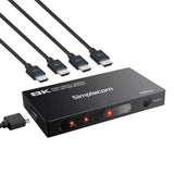 Simplecom CM324v2 4-Port HDMI 2.1 Switch with Remote 4 IN 1 OUT Splitter HDCP 2.3 8K@60Hz - Front View