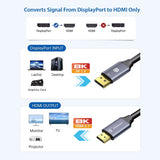 Simplecom DA218 Active DisplayPort 1.4 to HDMI 2.1 Cable 1.8M HDR 8K@60Hz - Side View