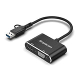 Simplecom DA326C USB 3.0 and USB-C to HDMI + VGA Video Card Adapter Full HD 1080p - Side View
