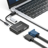 Simplecom DA440 4-in-1 USB-C Multiport Adapter with Power Delivery USB 3.0 VGA HDMI - Top-Down View