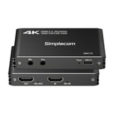 Simplecom DAC10 HDMI 2.0 to USB 4K@60hz Video Capture Card Stream and Record in 4K 60FPS - Front View