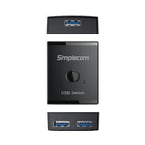 Simplecom KM125 Bi-Directional 2-Way USB 3.0 Switch 1 In 2 Out (2 In 1 Out) 5Gbps - Front View