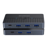 Simplecom KM320 2-Way SuperSpeed USB Switch 4-Port Hub with USB-C USB 3.0 5Gbps - Front View