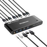 Simplecom KM430 Dual HDMI Monitor KVM Switch for 2 Computers with 4-Port USB Hub 4K@60Hz Keyboard Hotkey - Front View