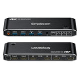 Simplecom KM430 Dual HDMI Monitor KVM Switch for 2 Computers with 4-Port USB Hub 4K@60Hz Keyboard Hotkey - Side View