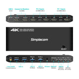 Simplecom KM430 Dual HDMI Monitor KVM Switch for 2 Computers with 4-Port USB Hub 4K@60Hz Keyboard Hotkey - Top-Down View
