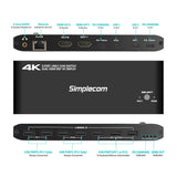 Simplecom KM590 2-Port USB-C Dual 4K HDMI Monitor KVM Switch and Docking Station with Network Sharing - Front View