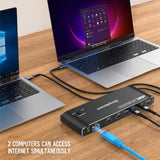 Simplecom KM590 2-Port USB-C Dual 4K HDMI Monitor KVM Switch and Docking Station with Network Sharing - Top-Down View