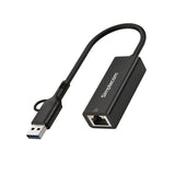 Simplecom NU315C SuperSpeed USB-C and USB-A to Gigabit Ethernet Adapter - Front View