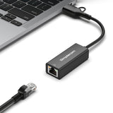 Simplecom NU315C SuperSpeed USB-C and USB-A to Gigabit Ethernet Adapter - Top-Down View