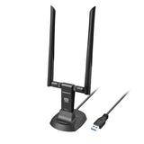 Simplecom NW811v3 AX5400 Tri-Band WiFi 6E USB Adapter with 2x 5dBi High Gain Antennas - Side View
