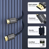 Simplecom SBT002 Ultra High Speed HDMI 2.1 Cable Nylon Braided 48Gbps 8K@60Hz - 45-Degree Angle