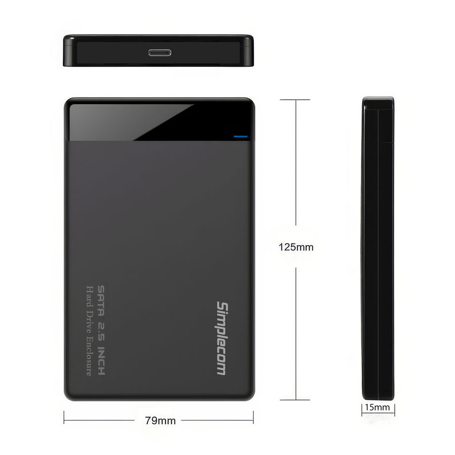 Simplecom SE109 Tool-free 2.5" SATA HDD SSD to USB-C Enclosure USB 3.2 Gen 1