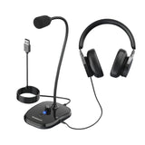 Simplecom UM360 USB Desktop Microphone with Headphone Monitoring Jack - Side View