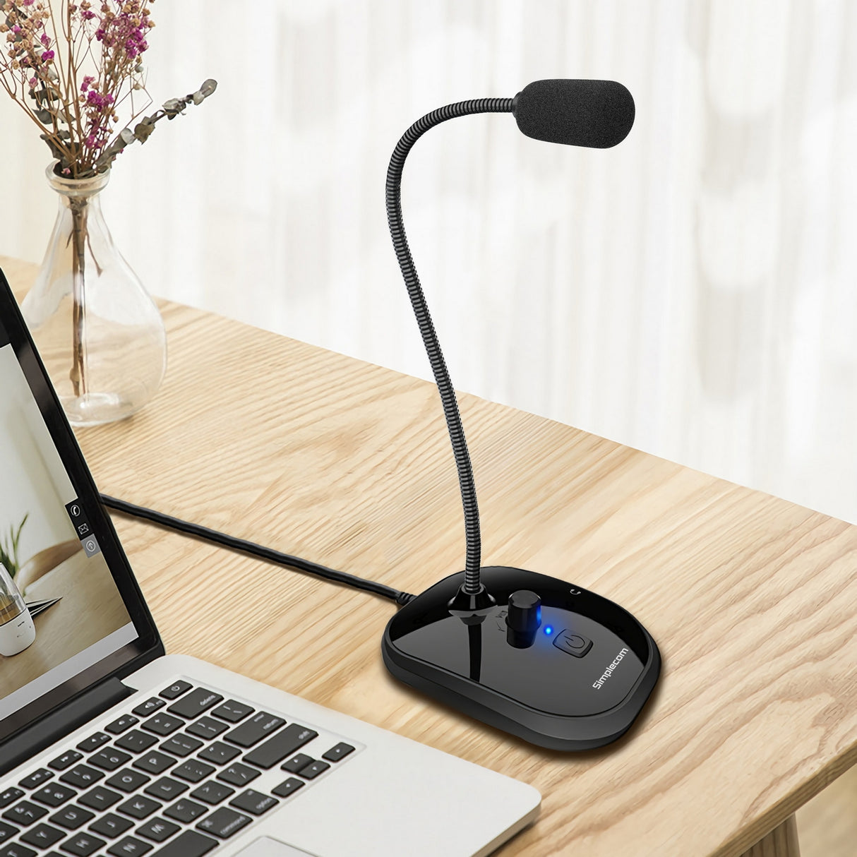 Simplecom UM360 USB Desktop Microphone with Headphone Monitoring Jack