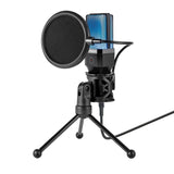 RGB USB Cardioid Condenser Microphone with Tripod & Pop Filter for Gaming and Streaming - Front View