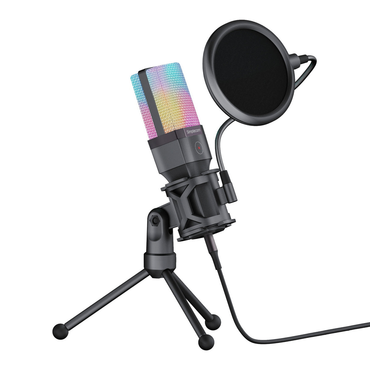 RGB USB Cardioid Condenser Microphone with Tripod & Pop Filter for Gaming and Streaming