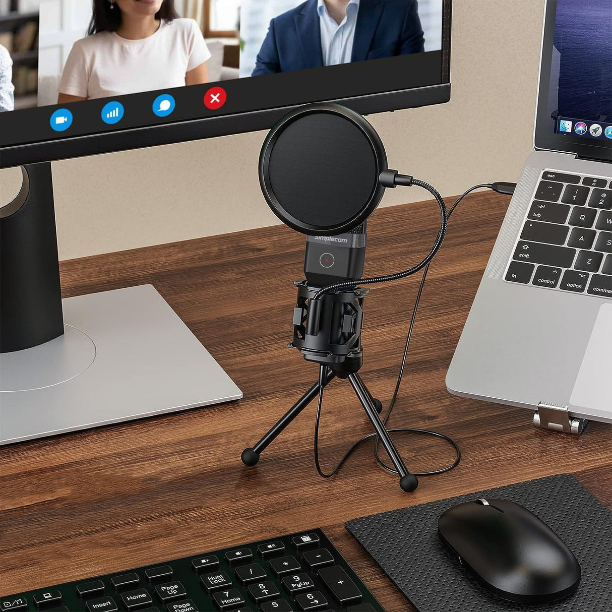 RGB USB Cardioid Condenser Microphone with Tripod & Pop Filter for Gaming and Streaming