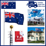 Rustproof Aluminum Flag Pole with 7.2m, Heavy-Duty Telescoping Pole for Outdoors, Gardens, Roof Walls, Durable Pole Set - Extra Image