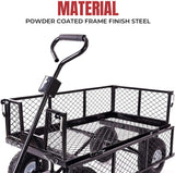 Garden Dump Rolling Mesh Cart with Heavy Duty Steel Frame,10 Inch Pneumatic Tires Maximum Load Capacity of 300 Kg (Black) - Side View