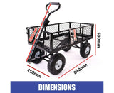 Garden Dump Rolling Mesh Cart with Heavy Duty Steel Frame,10 Inch Pneumatic Tires Maximum Load Capacity of 300 Kg (Black) - 45-Degree Angle