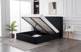 Hilton Black Velvet Gas Lift Bed - King - Front View