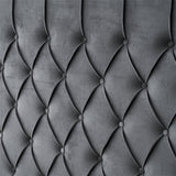 Paris Tall Tufted Velvet Dark Grey Bed with Storage Drawer - King