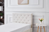 Winston Beige Velvet Tufted Bed - King Single - Front View