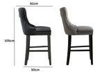 French Provincial Black Bar Stools with Footrest - Set of 2 - Front View