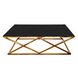 Alsea Coffee Table Gold Base - Black Glass