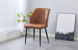 Set of 2 - Cross Pattern Dining Chair - Brown Black Legs - Side View