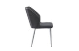 Cross Pattern Dining Chair - Charcoal with Silver Legs - Set of 4 - Front View