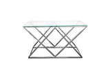 Alsea Console Table Silver Base - Clear Glass