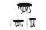 Salina Coffee Table 90cm Black Base - White Marble - Front View