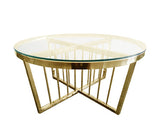 Salina Coffee Table 90cm Gold Base - Clear Glass