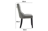 Set of 2 - Alsea Black Velvet & Black Rubberwood Dining Chairs Upholstered Tufted Stud Trim and Ring - Front View