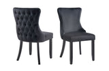 Paris Black Velvet and black Rubberwood Upholstered Dining Chairs Tufted Back -Set of 2 - Front View
