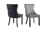 Paris Dark Grey Velvet and black Rubberwood Upholstered Dining Chairs Tufted Back -Set of 2 - Front View