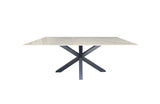 Miles Black With White Marble Dining Table - 90cm x 180cm - Front View