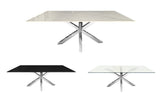 Miles Silver With White Marble Dining Table - 90cm x 180cm - Top-Down View