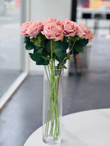 Artificial Rose Stems ??Set of 2 Stems  ??60cm with 3 Flowers Each - Soft Pink