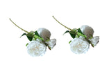 Artificial Rose Stems ??Set of 2 Stems ??60cm with 3 Flowers Each - White
