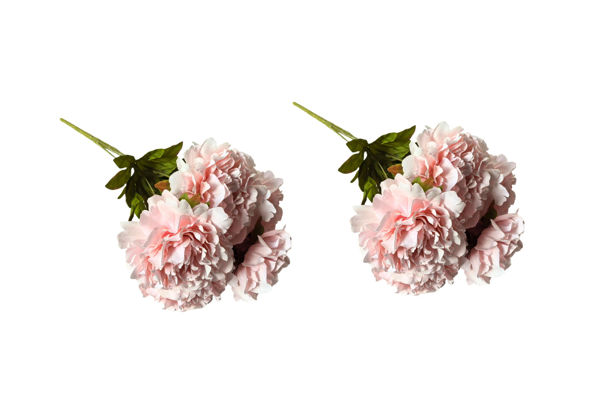 Artificial Bloomed Peony Bunch ??Set of 2 Bunches ??45cm with 5 Flowers Each - Soft Pink