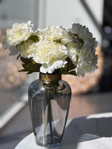 Artificial Bloomed Peony Bunch – Set of 2 Bunches – 45cm with 5 Flowers Each - White - Front View
